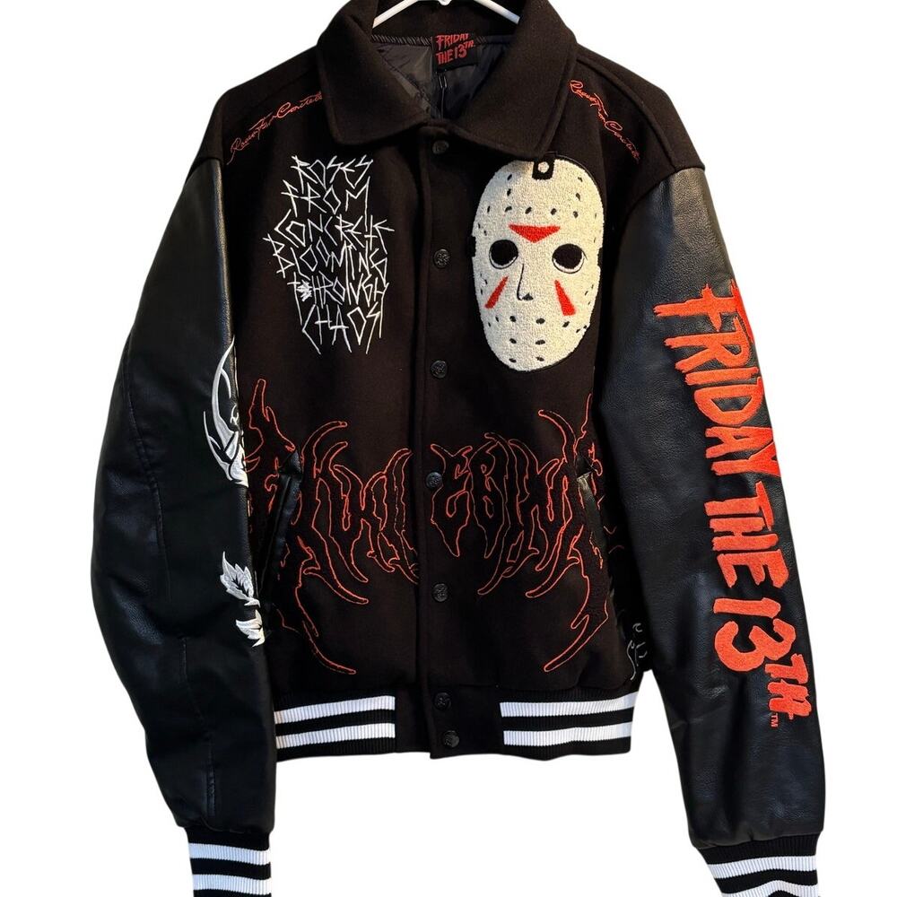 Civil Regime Friday the 13th Jason Mask Varsity Jacket Black Size M NWT
